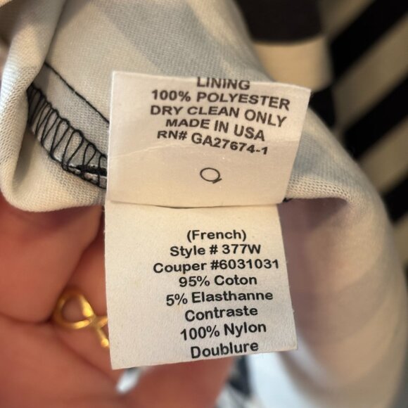 Eva Franco Black & Cream Striped Dress Women's Size L - Picture 8 of 8